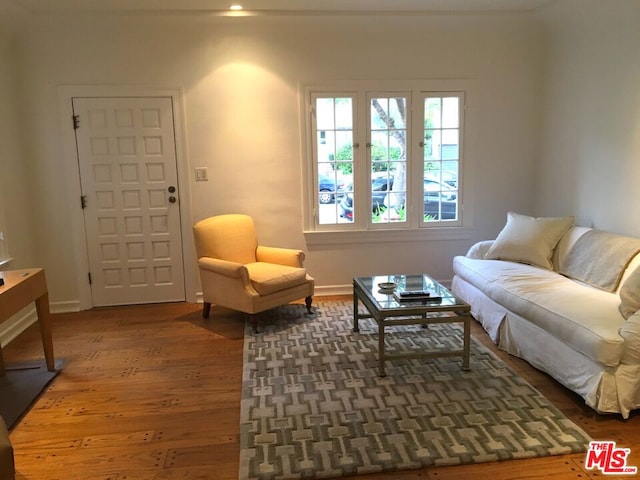 living room featuring dark hardwood / wood-style floors