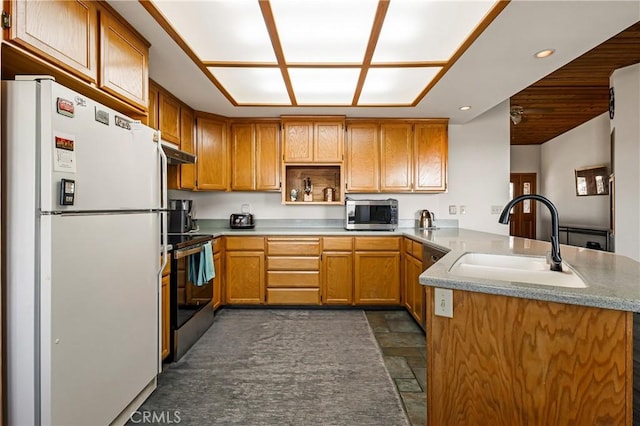 kitchen with stainless steel appliances, sink, and kitchen peninsula