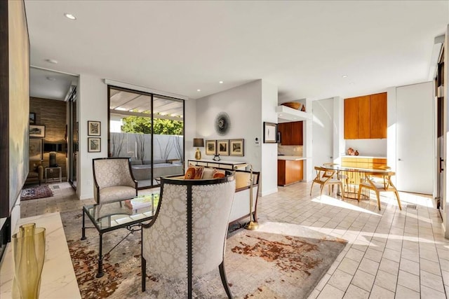 living room featuring expansive windows