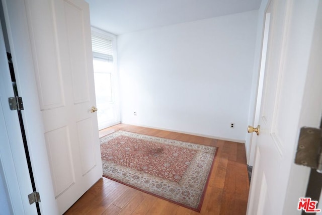 spare room featuring wood-type flooring