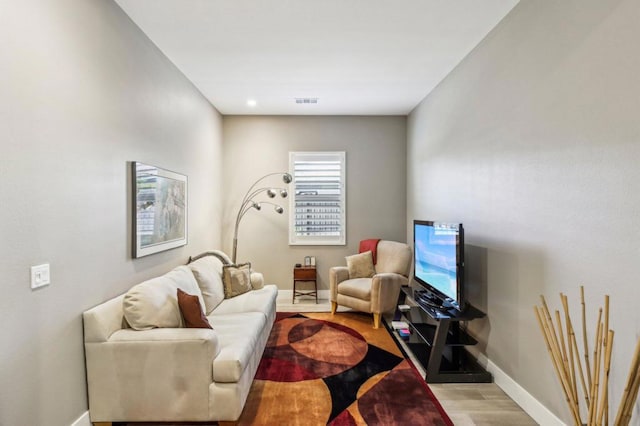 living room featuring light hardwood / wood-style floors