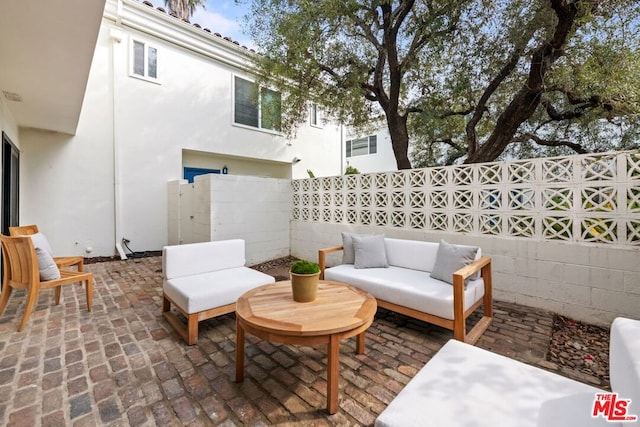 view of patio featuring outdoor lounge area