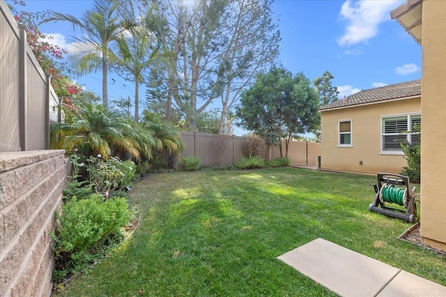 view of yard featuring a fenced backyard