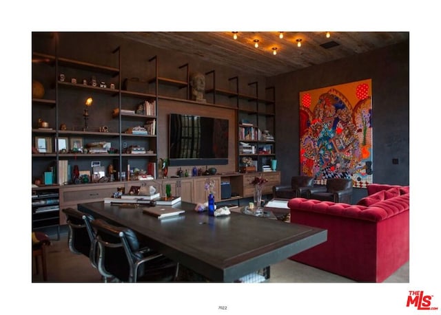 office featuring wood ceiling