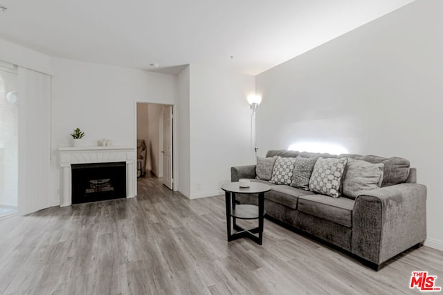 living room with light hardwood / wood-style floors