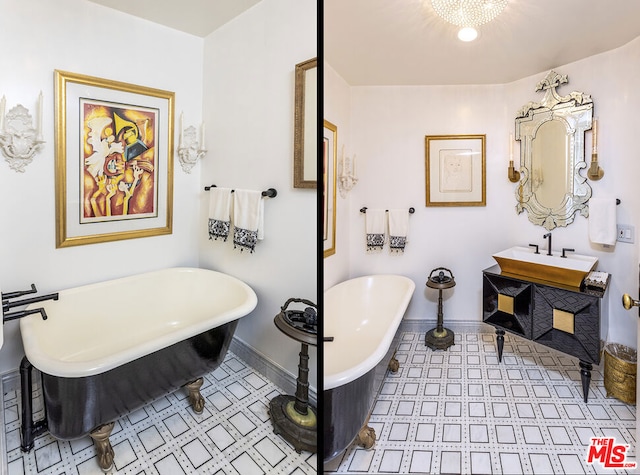 bathroom with a bathing tub and sink