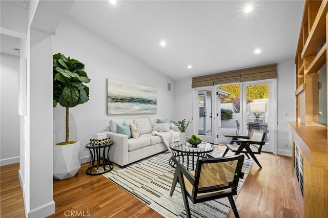 331 Ledroit St, Laguna Beach, CA 92651 - living room featuring french doors, wood finished floors, baseboards, and recessed lighting
