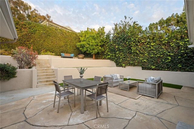 view of patio featuring an outdoor living space