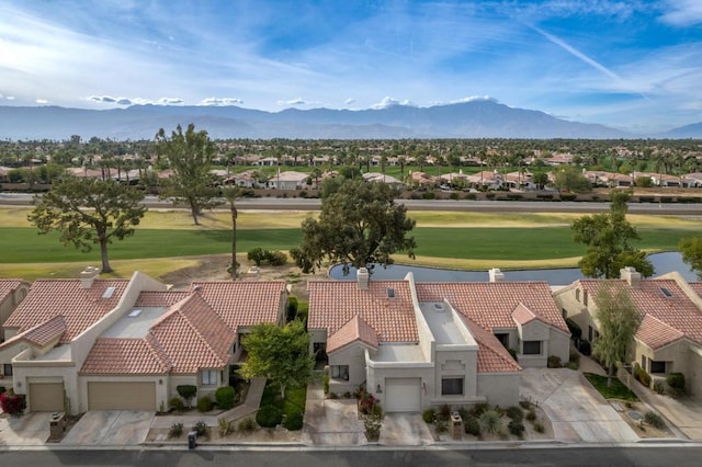 aerial view with a mountain view