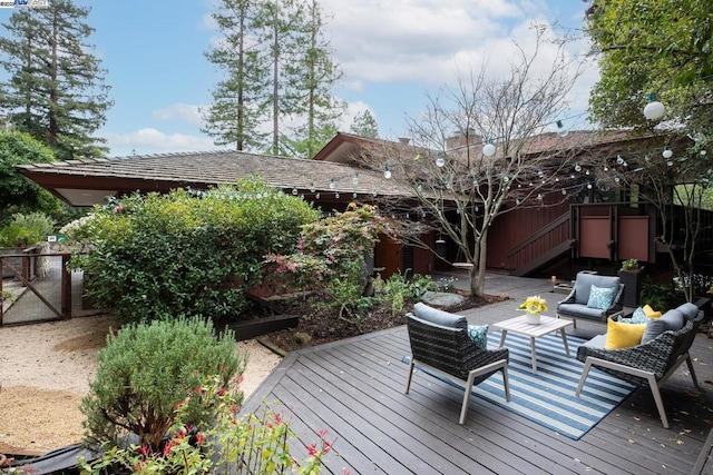 deck with an outdoor living space