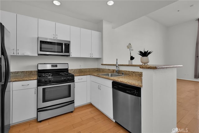 kitchen featuring sink, stainless steel appliances, and white cabinets