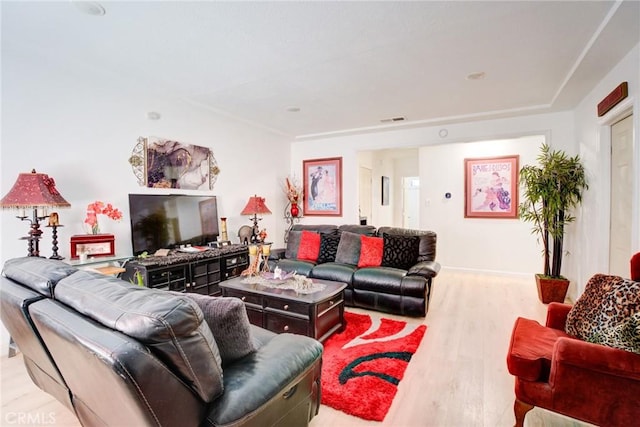 living room featuring light hardwood / wood-style flooring