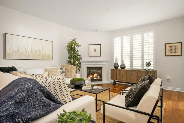 interior space with crown molding and wood-type flooring