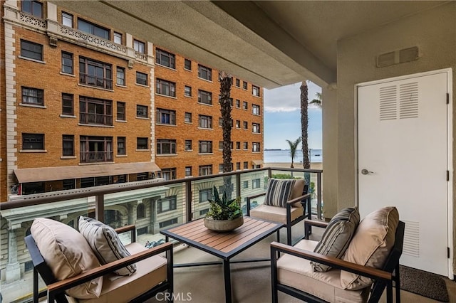 balcony with a water view