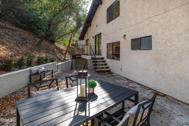 deck with a patio