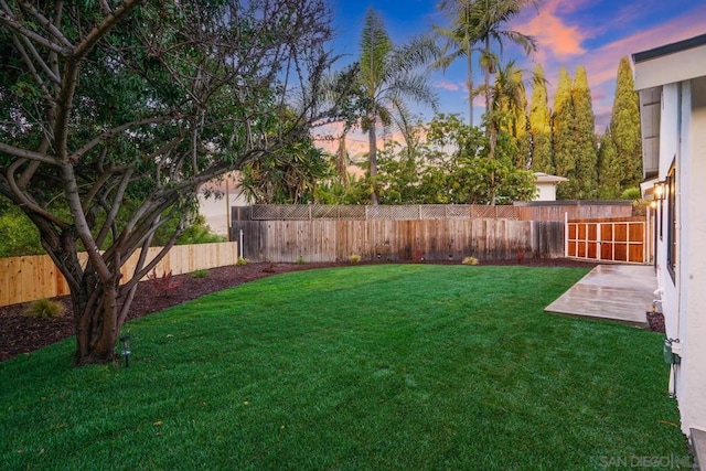 view of yard at dusk