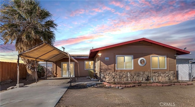 view of front of house with a carport