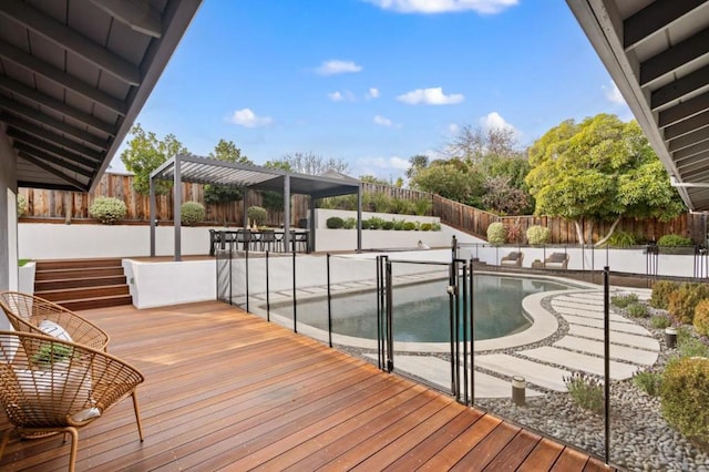 view of swimming pool with a patio and a pergola