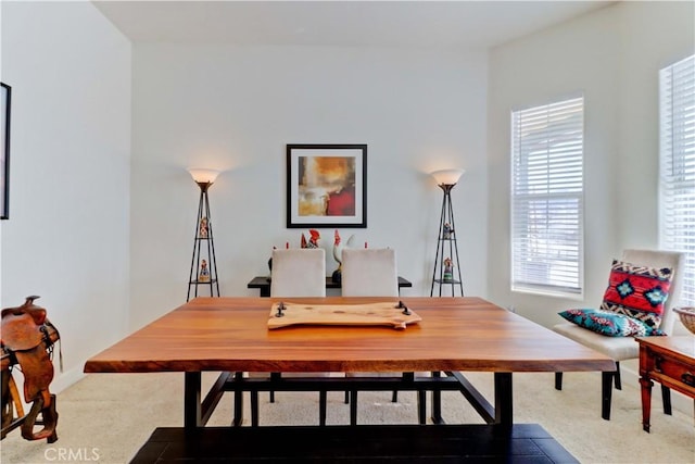 view of carpeted home office