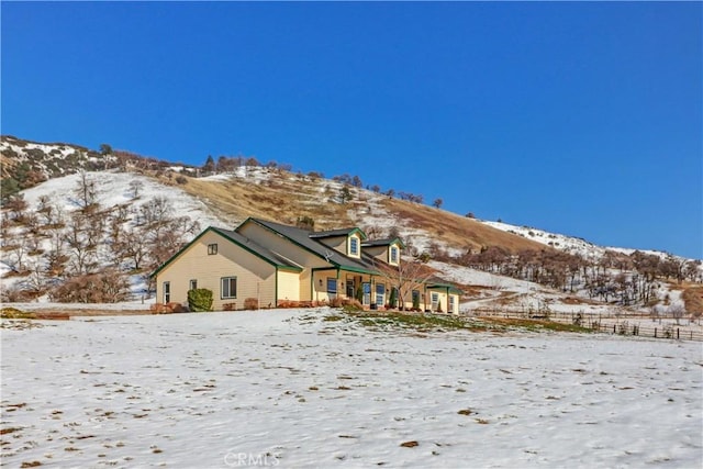 exterior space featuring a mountain view