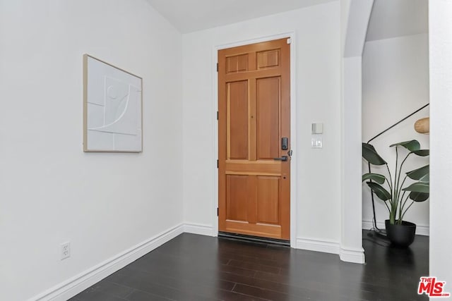 entrance foyer featuring dark hardwood / wood-style floors