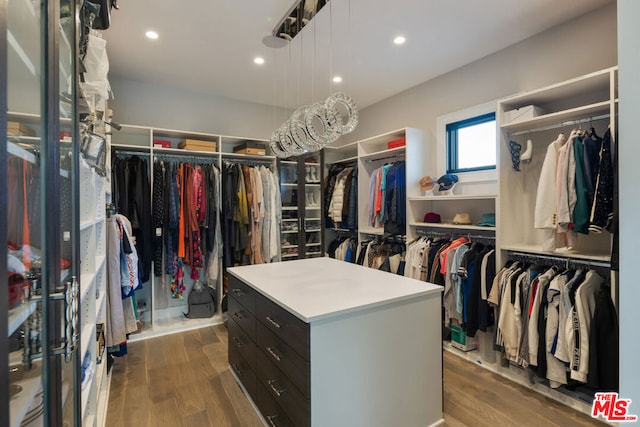 spacious closet featuring hardwood / wood-style floors