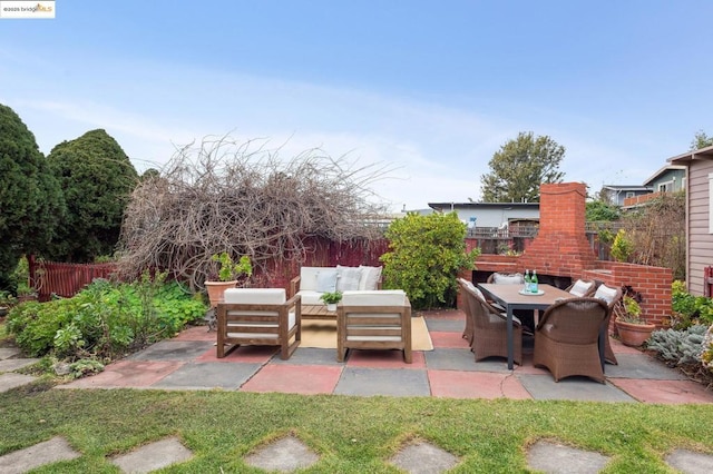 view of patio featuring an outdoor living space