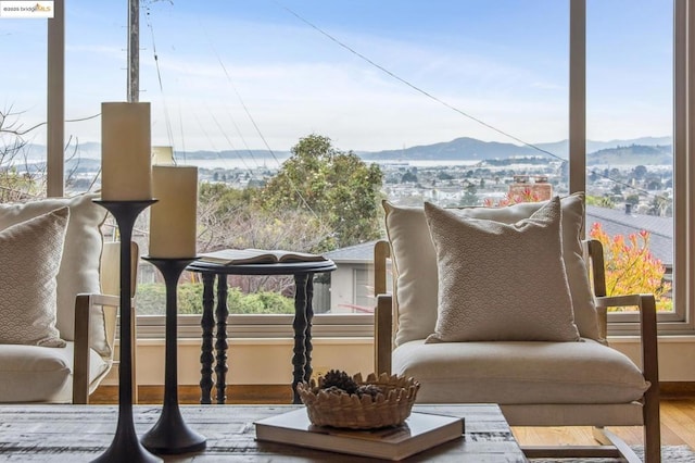 balcony with a mountain view