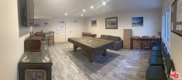 rec room featuring hardwood / wood-style floors and billiards