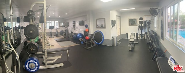 workout area featuring a healthy amount of sunlight