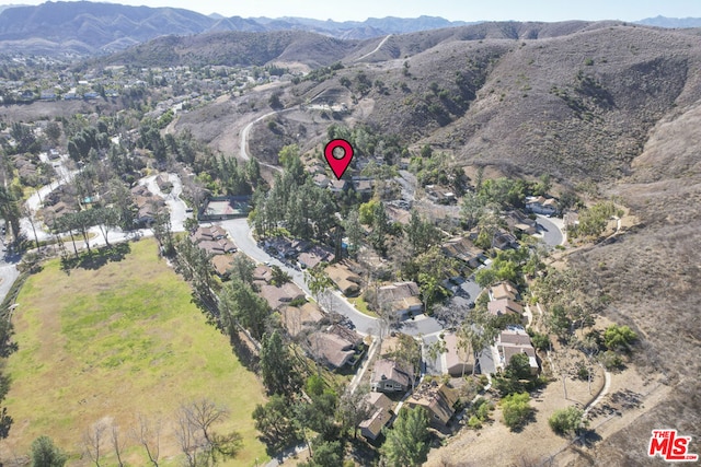 drone / aerial view with a mountain view