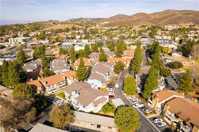 drone / aerial view with a mountain view