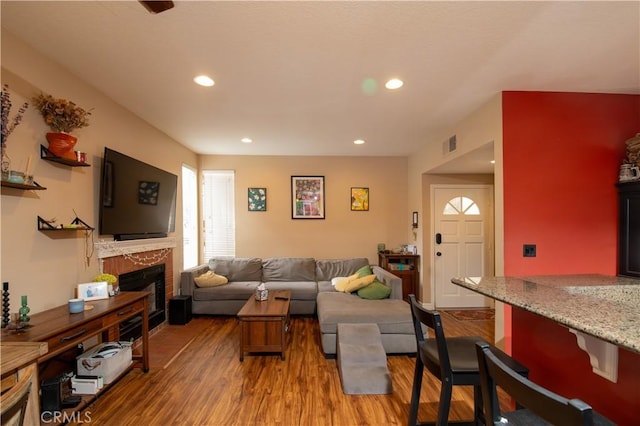 living room featuring wood-type flooring