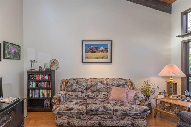 living room with light hardwood / wood-style floors