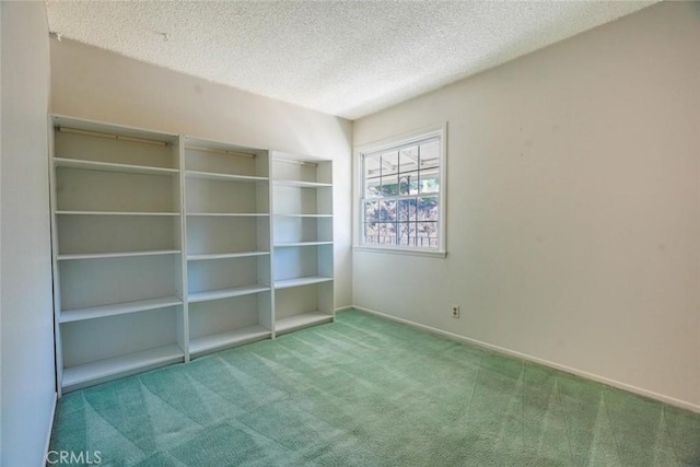 unfurnished room with carpet floors and a textured ceiling