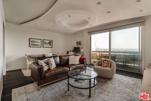 living room featuring dark hardwood / wood-style floors