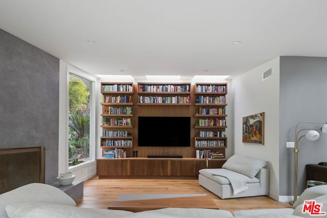 living room with light wood-type flooring