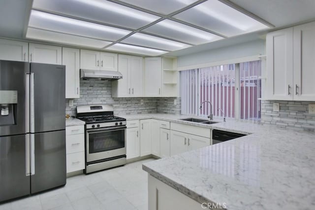 kitchen with white cabinetry, sink, and appliances with stainless steel finishes