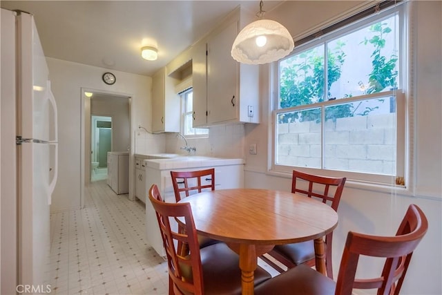 dining space with sink