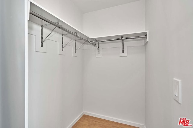 walk in closet with hardwood / wood-style flooring