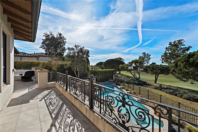 balcony with a patio area