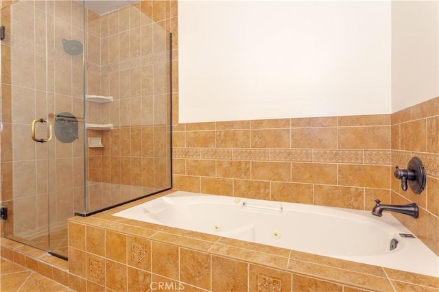 bathroom with plus walk in shower