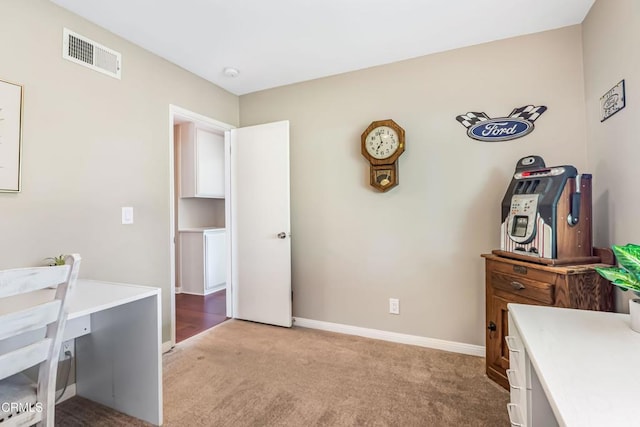 view of carpeted home office