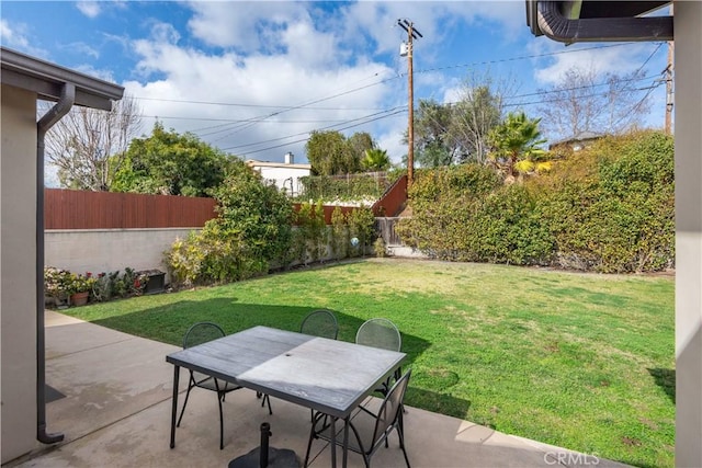 view of yard with a patio area