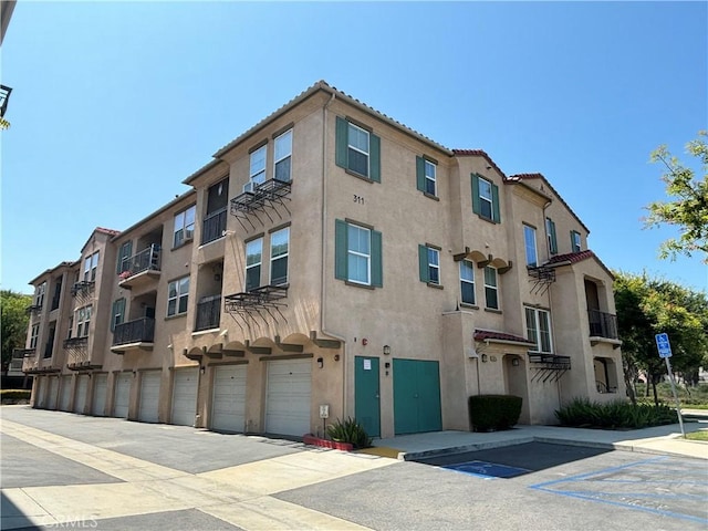 view of building exterior with a garage