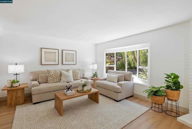 living room with light hardwood / wood-style flooring