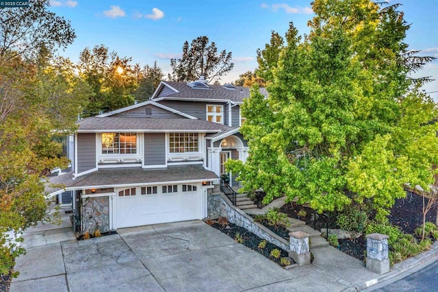 view of front of home with a garage