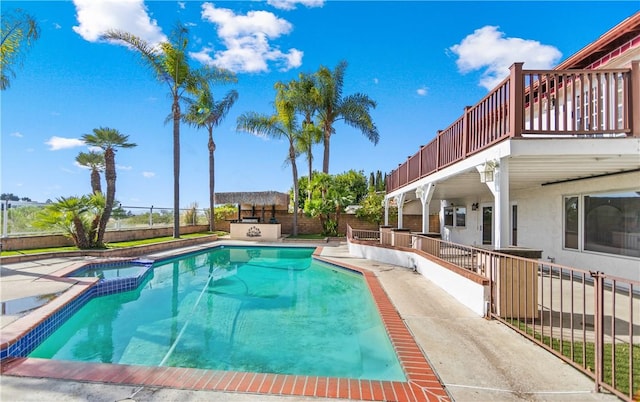 view of pool with area for grilling