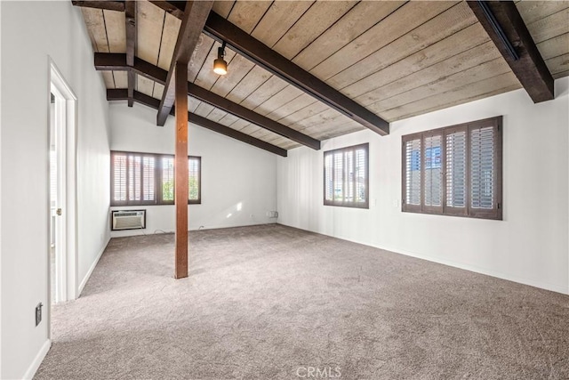 additional living space with wooden ceiling, carpet, and a wealth of natural light