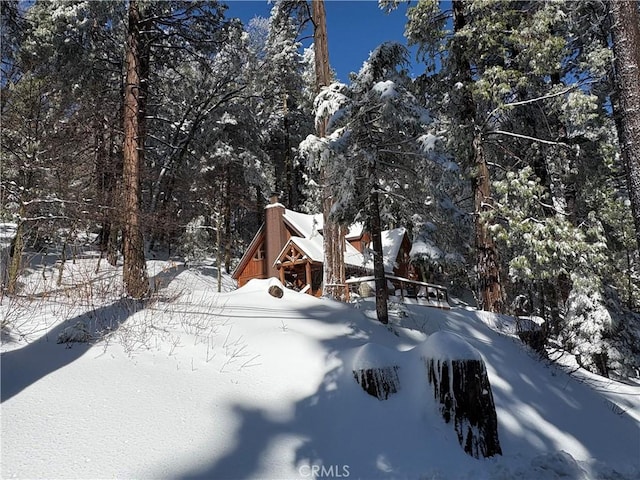 view of yard layered in snow